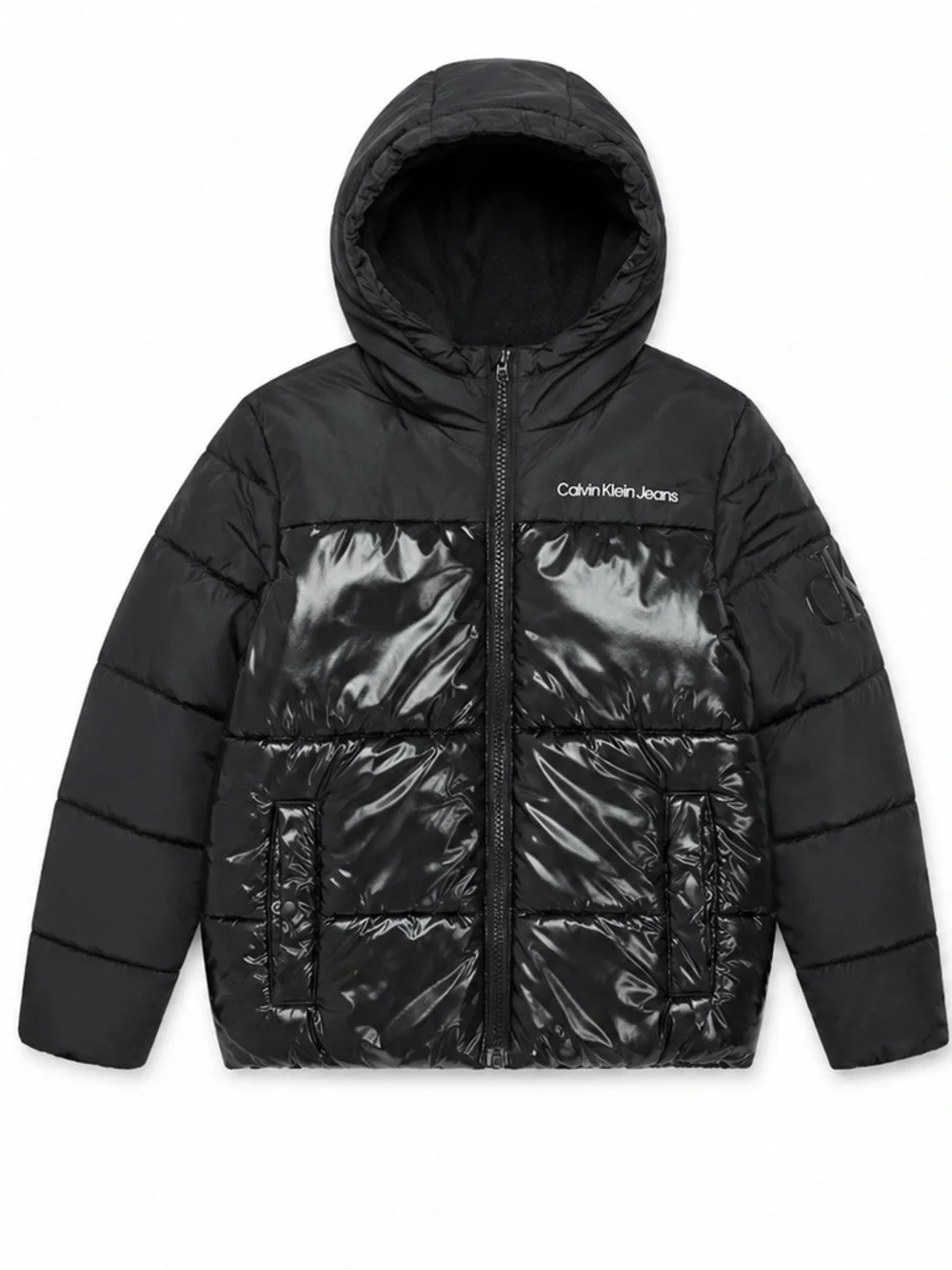 Calvin Klein Kids' Black Puffer Jacket with Hood